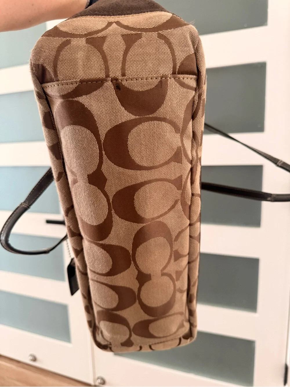Coach Tan and Dark Brown Signature Canvas Tote - Diaper Bag